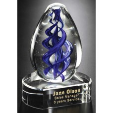 Art Crystal - #7205C Blue Swirl Hand Blown award